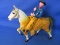 Plastic Cowboy on Plastic Horse with Detachable Saddle (He looks like Hoppy) - 8 3/4” T