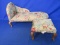 Doll Furniture: Left-Hand Arm “Chaise”  & Square Footstool Upholstered  in Printed Cotton