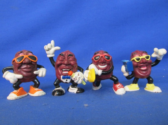 4 California Raisins Figures – appx 2”- Vintage 1980's Advertising