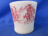 Fire-King Milk Glass Mug – Davy Crockett in Red – 3 1/4” tall