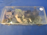 Clear Plastic box of small, assorted Typewriter parts Gears etc. from the selectric