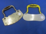 2 Vintage  Metal Handled “Rocker Blades” One marked VOOS Stainless USA