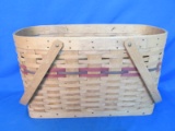 Longebarger Basket (signed Becky 9-93) – Oval  Magazine Holder 17 1/2” L x 9” W x 11” T