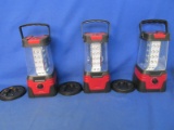 Trio of Battery Powered  LED Lanterns  w/ Compass on top (take 3 C Batteries Each)