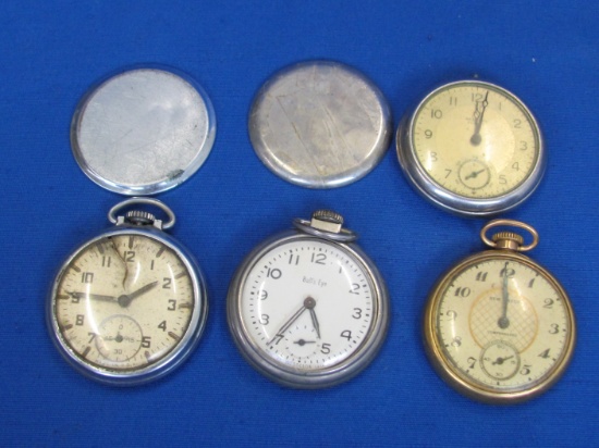 4 Pocket Watches for Parts: Westclox, Ingersoll & New Haven