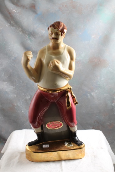 1971 EZRA BROOKS Boxer Fighter China Whiskey Decanter 16" Tall