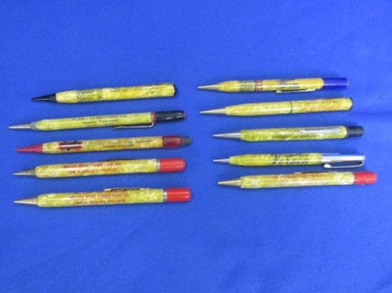 10 Vintage Pearlized Celluloid Mechanical Pencils with Advertising