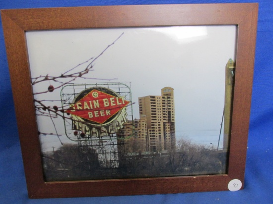 Framed Color Photograph of the Minneapolis Grain Belt Sign -9” T x 11” W
