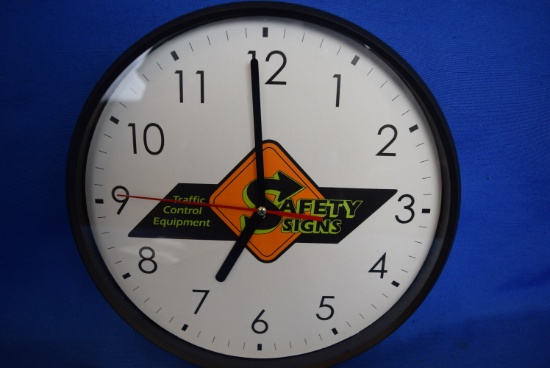 Safety Signs Construction Warning Sign Co. Logo Wall Clock- Quartz- Working