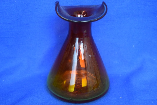 Vintage Amberina Glass Vessel -- Hand Blown -- 5" T