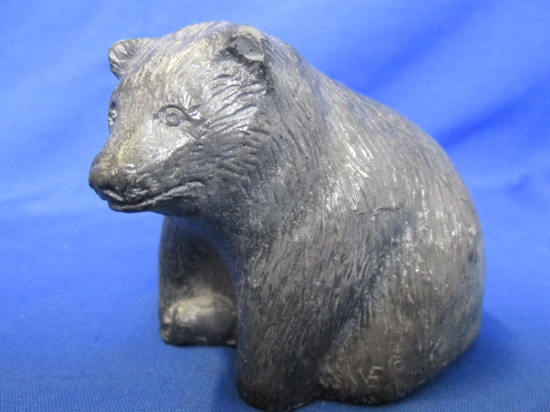 Grizzley Bear Sculpture – Innuit Style – Black to Grey color –Mt. St Helen's Ash & Resin