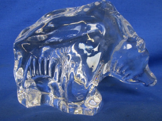 Orfors Sweden Crystal Grizzly Bear 5” L x 4 1/2” T – Excellent Cond w/ Label