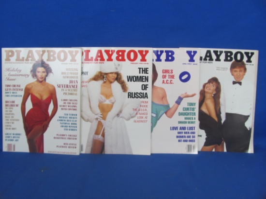 Lot of 4 1990 Playboy Magazines – Jan.-March – March Features Donald Trump on the cover