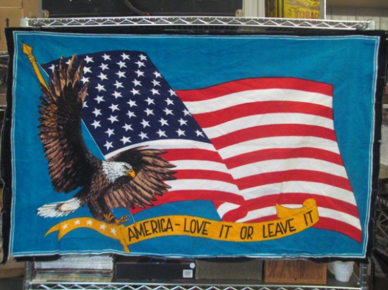 “America Love It or Leave It” Tapestry - ~32” x 50” - Nice bright colors