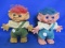 Pair of DAM Troll Banks –  Each Appx 8” T – Curly Red Hair  & Curly Blue hair