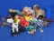 Mixed Lot of Small Toys: Troll Doll, Candy Toys, Plastic Push Puppets & more
