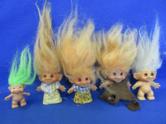 4 Vintage DAM Trolls – Made in Denmark 3” T Plus Hair & a 2” Ttroll Pencil Top