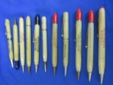 10 Vintage Cream Colored Advertising Mechanical Pencils