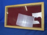 Wood Display Case w/ secured Glass Top 17 1/2” x 10” x 1” Deep