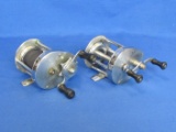 2 Vintage Fishing Reels: Shakespeare Direct O Drive No. 1950 Models, ED & EH