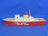 Vintage Wood Boat “Fire Boat” with Water Pump – 11 3/4” long