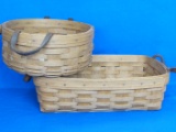 2 Longaberger Baskets from 1991 – Round One is 9 1/4” in diameter