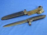 Military Bayonet with Scabbard – No Markings – 12” long