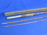 Vintage Bamboo Fishing Rod/Pole w Holder