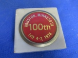 Houston, Minnesota Centennial of 1974  Souvenir Paper Weight – Italian Marble & Medallion