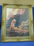 Maxwell Parrish Print of Woman Looking to skies in a Mountain Scene – Vintage Frame