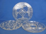 Glass Serving: Cake Plate 12 3/4” in diameter, Relish Tray & a Platter