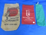 3 Bags: First National Bank Winona, Minn. Bank Bag w/ Zipper, Planters Peanuts 1 lb,