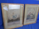 Pair of Vintage Framed Prints – From French Engravings – Each 20 1/2” T x 16” W