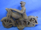 Cast Iron Toy – Motorcycle with Rider – No Markings
