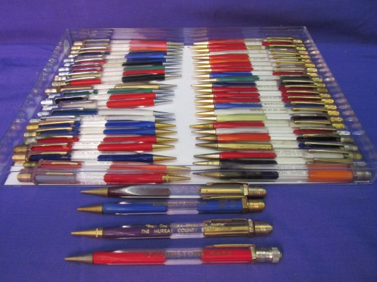 50 Vintage Acrylic Mechanical Pencils – Advertising & Souvenir (Tampa, Yellowstone)