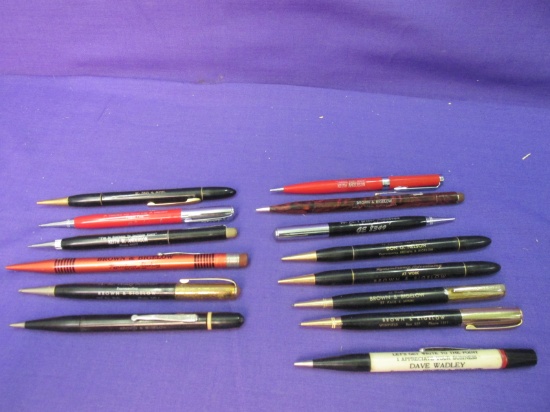 14 Vintage Mechianical Pencils with Advertising – Many Red-Point Brand