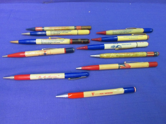 11 Vintage Red, White & Blue Patriotic Mechanical Pencils – 9 WWI Era p[er seller