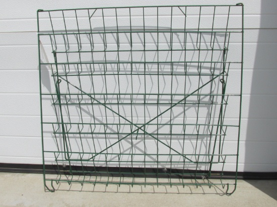 Small Wire Display Rack – Green– Measures appx 28” T x 31” W with 6 3” D Pockets