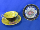 3 Pieces Marked “Occupied Japan”: Black & Yellow Cup & Saucer Set & a 5” Plate