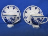 Pair of Delft Cups & Saucers – Hand Painted