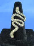 Costume Snake Ring by Joan Rivers – Green Rhinestones – Size 8.25