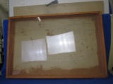 Wood  Display Case , Sliding Plastic Top, Appx 36” x 24”  2 1/2” Deep