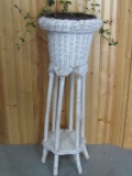 White Wicker Plant Stand – 29” Tall – Holds a Planter 8 1/4” in diameter