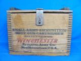 Wood Winchester Shot Gun Cartridge Box – Hinged Lid - 15” x 9 1/4” - 11 1/2” tall