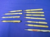 11 Vintage Mechanical Pencils (Ivory color w/ Advert) Quickpoint St. Louis, GB Co.
