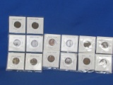 Lot of 14 Wheat Pennies in 2x2 Protectors in Plastic Sleeves 1919-1956