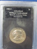 1980-S Authenticated Brilliant Uncirculated Susan B. Anthony Dollar Coin in Case