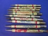 10 Vintage Pearlized Mechanical Pencils w/ Advertising