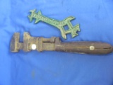 Vintage Pipe Wrench and Vintage Cast Iron Tool