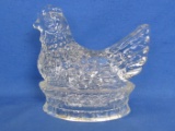 Glass Chicken/Hen on a Nest Figurine – 4 1/2” tall
